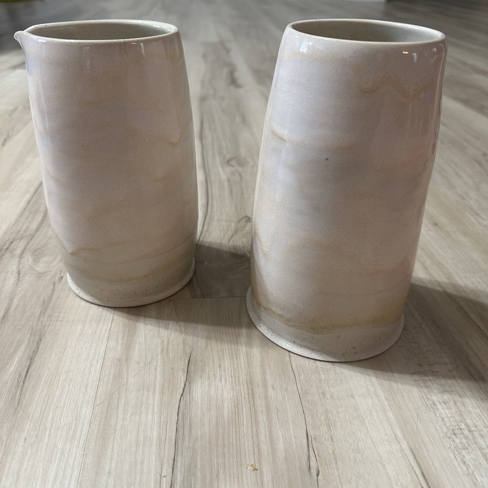 Alissa Goss Pottery Lot Of 2 Vase‎ Jar Pitcher - Honey Glaze Fast Shipping